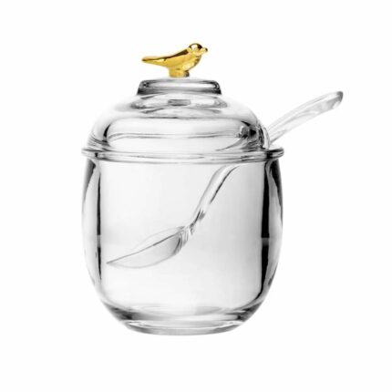 ACUCAREIRO COM COLHER E TAMPA GOLDEN BIRD 150ML CRISTAL ECOLOGICO