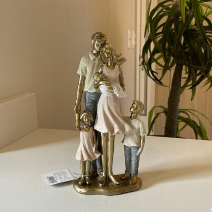ESCULTURA CASAL C/ MENINO MENINA E BEBÊ 26X13CM 257203