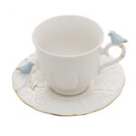 XÍCARA COM PIRES P/CHA PORCELANA BIRDS AZUL 200ml - Imagem 2