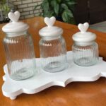 KIT 3 POTES DE VIDRO C/ TAMPA CORAÇAO EM CERAMICA - REF: 251662 - Imagem 2