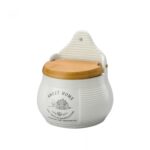 Saleiro de Parede de Cerâmica com Tampa de Bambu Sweet Home 10cm x 7,5cm x 13cm -Lyor - Imagem 2