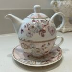 JOGO BULE/XICARA DE CHÁ JARDIM CAIXA LAÇO ROSA BRANCA - Imagem 2