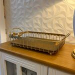 BANDEJA RETANGULAR COM PASSAROS DOURADA M 46X23X11CM - Imagem 3