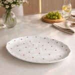 TRAVESSA OVAL ESTAMPA CORAÇAO 30X18CM